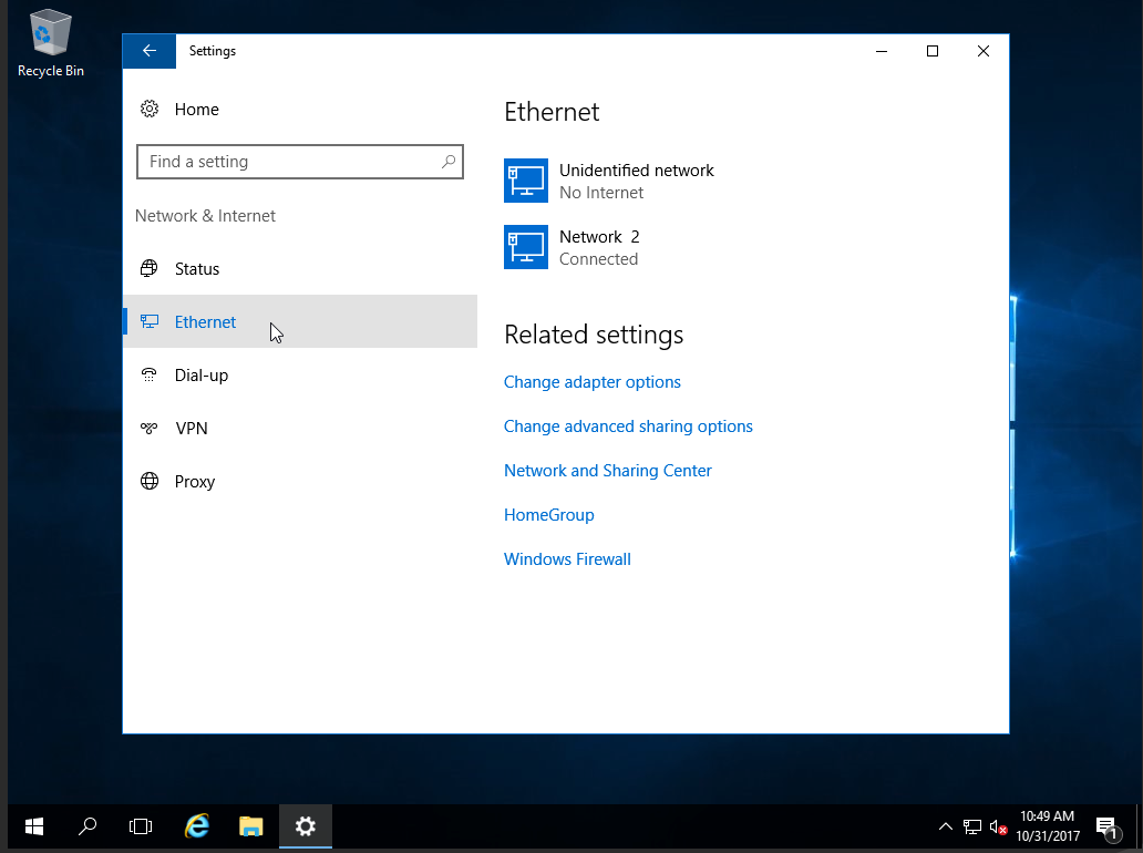 Windows Server 2016 - Ethernet