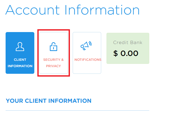 Into GloboTech Communication Customer Portal, click on Security & Privacy to enable Two-Factor Authentication.