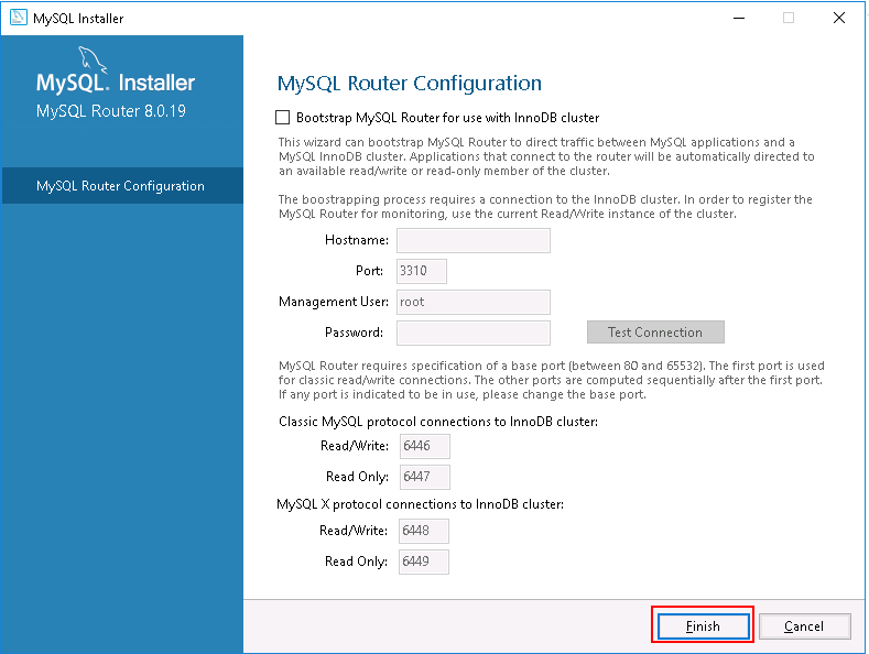 MySQL Installer - MySQL Router Configuration.