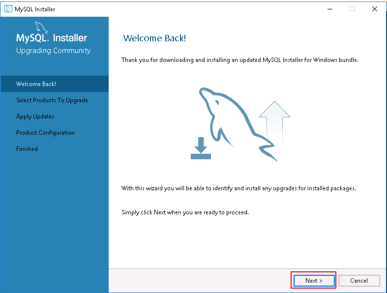 MySQL Installer - First step to upgrade.