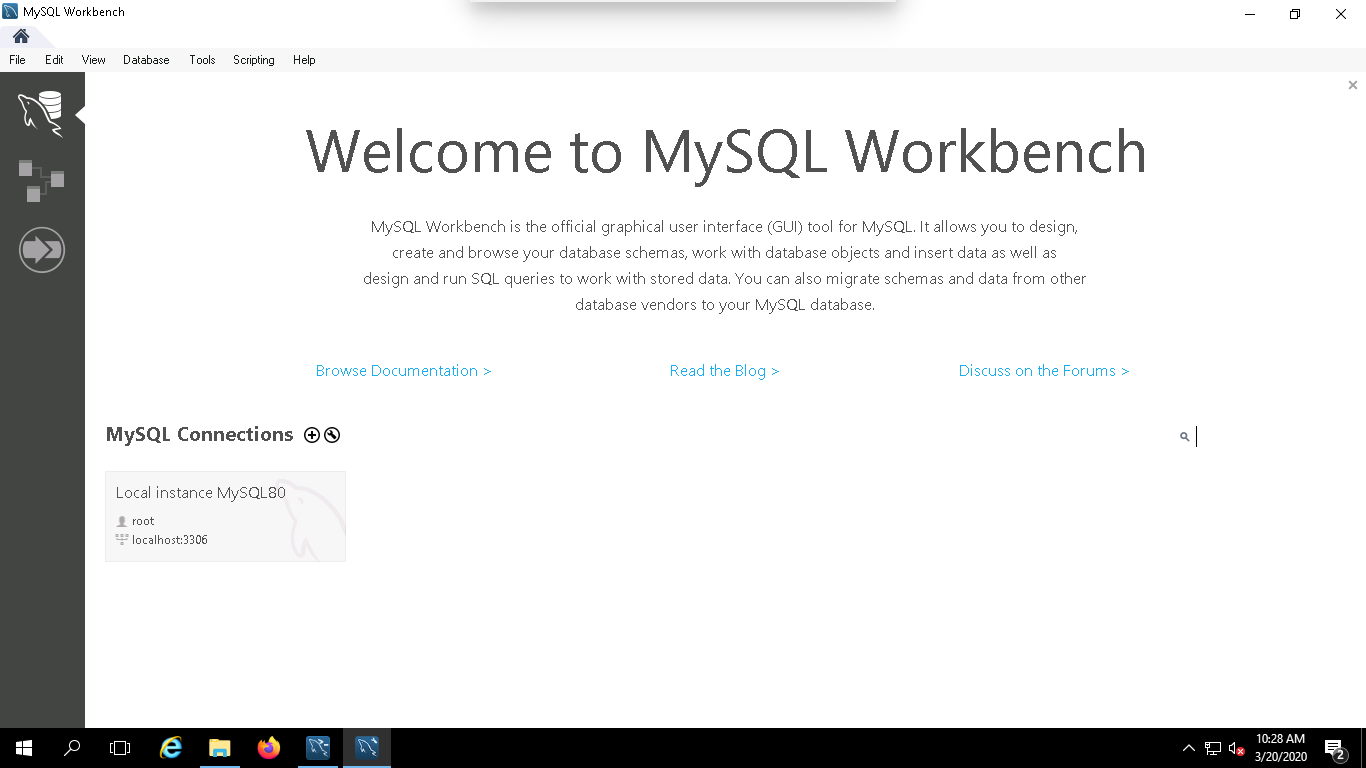 MySQL Wordbench - Welcome.
