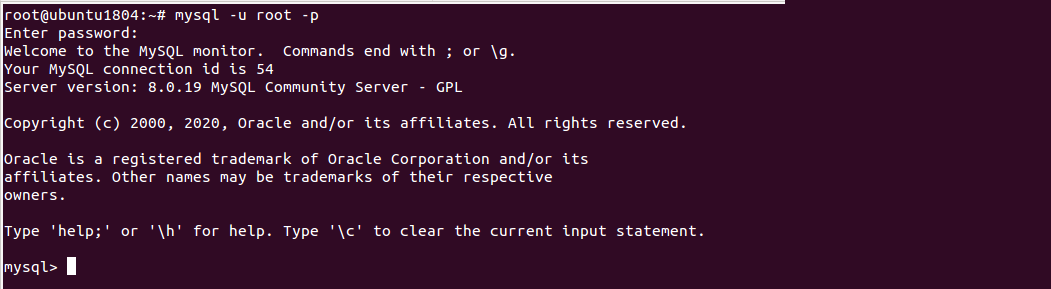 Log into mysql in command line using user root.