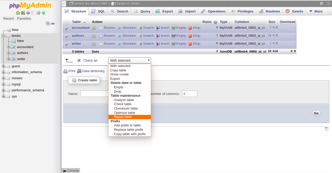 Run a Repair tables on selected tables into PHPMyAdmin.