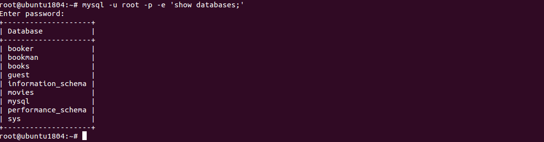 Show databases in command line.