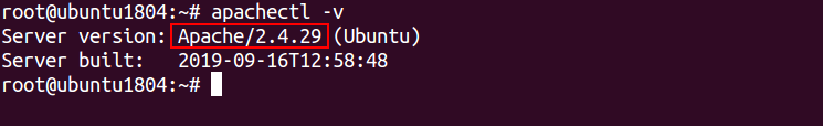 Result from "apachectl -v" command.