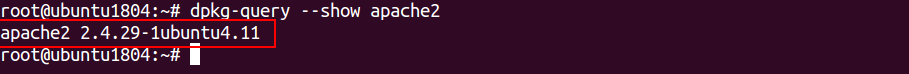 Result from "dpkg-query --show apache2" command.