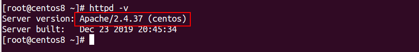 Result from "httpd -v" command, to check apache version.