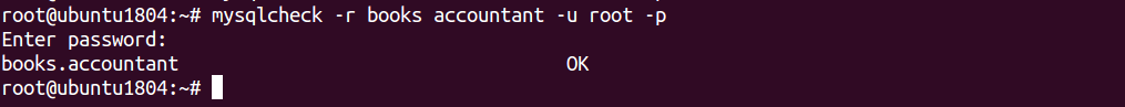 Repair of a table inside a MySQL database.