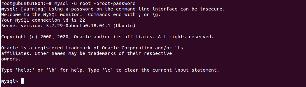 Log into MySQL cli.