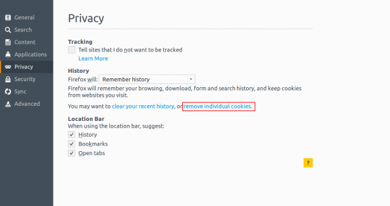Into Mozilla preferences menu, click on "Privacy.