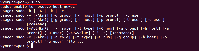Sudo: unable to resolve host explained