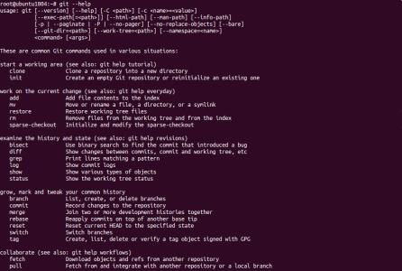 git --help command output.
