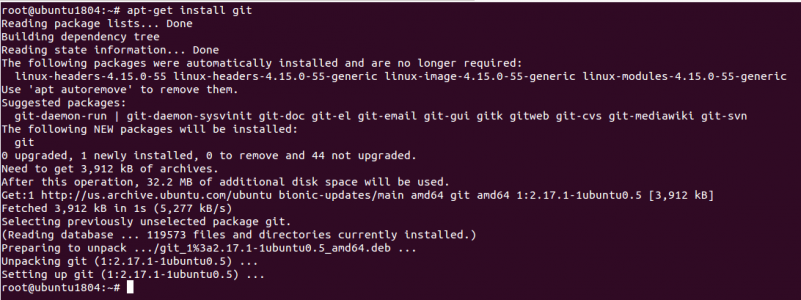 Install Git using apt-get install command.