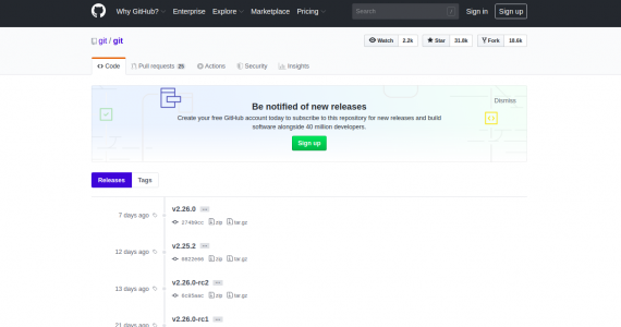 Git official release page.