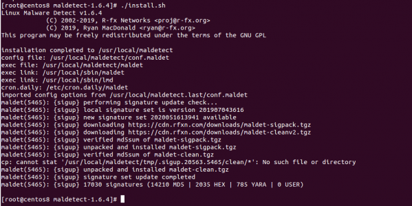 Install maldet tarball package using ./install.sh command.