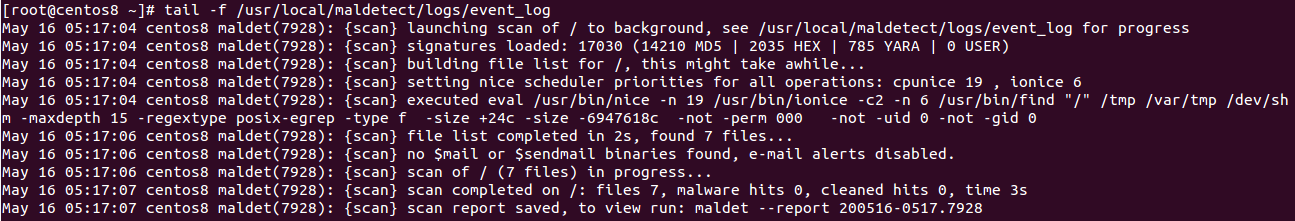 Output of a maldet event_log file.