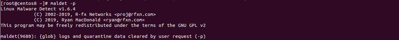 Maldet -p command